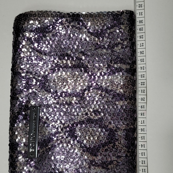 Sequin Snakeskin Print Foldover Clutch - Picture 10 of 13